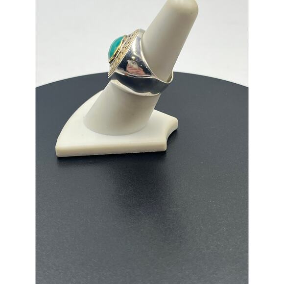 Anna Beck Sterling Silver Vermeil Chunky Oval Blue Quartz Gemstone Dots Ring 7.5 - Picture 4 of 11